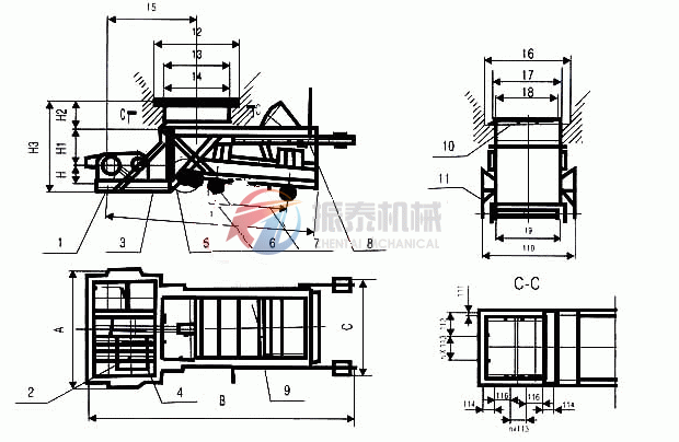 往復式給料機安裝示意圖